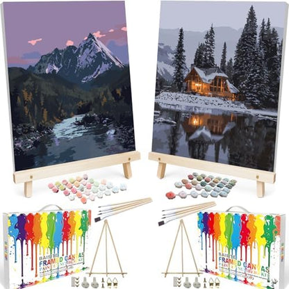 BAISITE Paint by Numbers Kit for Adults,16" Wx20 L 2 Pack Canvas for Painting Kits for Adults in Colorful Box 219220 Already Framed by PaintbyNumbersKitsforAdults