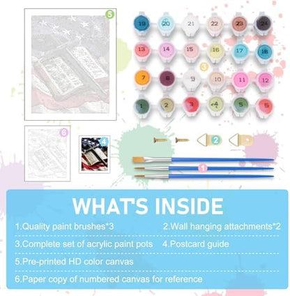 Paint by Numbers Kit for Adults, Flag Cross DIY Acrylic Canvas Painting Set - Image 5