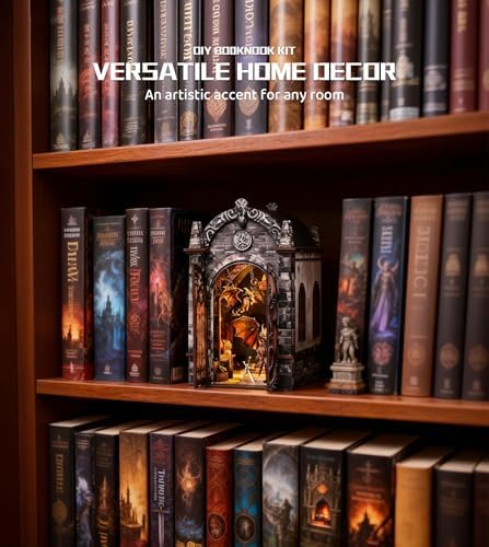 Roroom Book Nook Kit for Adults, Gothic Dragon Treasure House Building Kit - Image 4