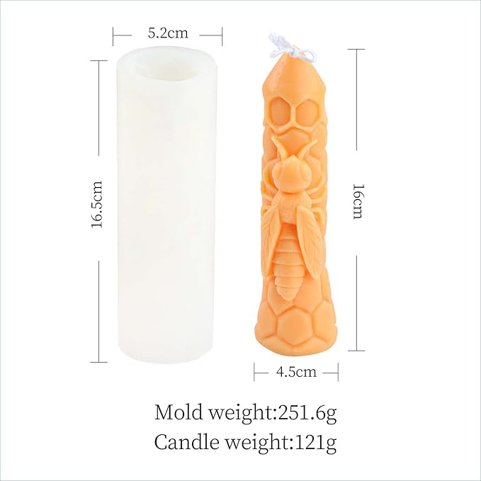 Grainrain 3D Bee Candle Molds Honeycomb Silicone Soap Mold Wax Mold Candle Making Mould (SXY038)