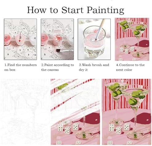 ZRIZQ Vintage Paint by Numbers Kit for Adults Beginner,Cocktail,16x20 - Image 5