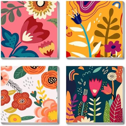 eimivrc 4 Pack Paint by Numbers Kit for Adults Framed,Flowers Paint by Numbers for Adults Beginner,DIY Acrylic Oil Painting for Home Wall Decor(8x8inch) by eimivrc