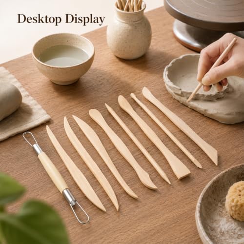 11 Pcs Clay Sculpting Tools, Double Ended Clays Modeling Tools Pottery Wooden Sculpting Tool Polymer Pottery Dough Modeling Tool Kit for Cutting Carving Shaping Detailing - Image 6