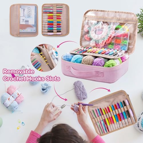 MYBAGZING Crochet Kit for Beginners,Yarn Starter Kit w/Hooks & Storage Bag - Image 3