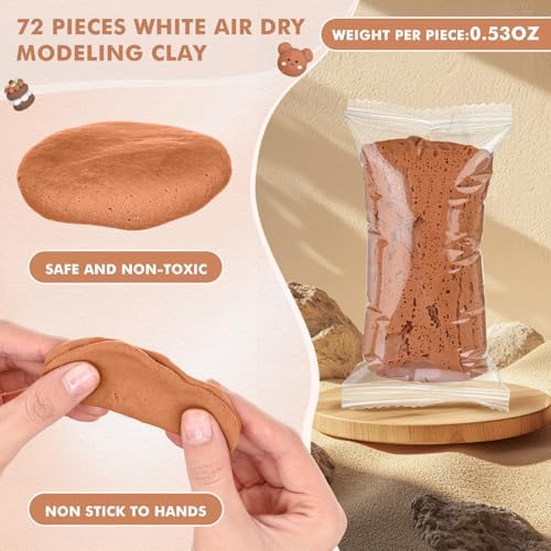 WinnerWhy 72 Pcs Air Dry Clay Bulk 38oz Air Dry Modeling Clay Soft DIY Ultra Light Modeling Clays Magic Foam Crafts for Sculpting Kids Gifts Party School Supplies for Crafts Artisti (Light Brown) - Image 2