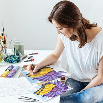 ARTEZA Paint by Numbers Kit for Adults, 12x16 Inches, 25 Pieces, 1 Canvas Panel, 16 Acrylic Paint Pots, 5 Paintbrushes, Art Supplies for Home & Office - Image 7