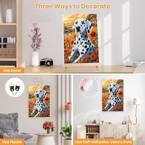 MXJSUA Dalmatian Dog Paint by Numbers Kit with Frame for Adults, Animal Easy Beginners Paint by Number on Canvas with Easel, Acrylic Number Painting Craft Gifts for Home Decor, 8x12 inch - Image 2