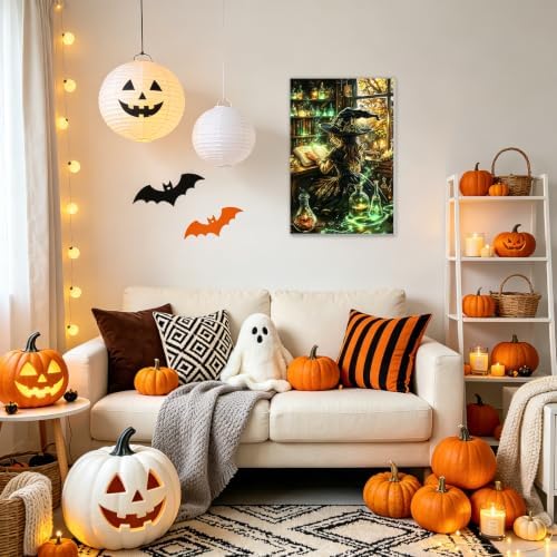 NAIMOER Halloween Paint by Numbers Kits for Adults Beginner with Wooden Framed, Witch Magical Color by Numbers on Canvas Painting Kits for Adults, Easy Paint DIY Acrylic for Home Wall Decor 8X12 Inch - Image 3