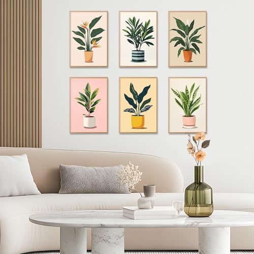 6 Pack Paint by Numbers Kit for Adults, Plants Number Painting, 8x12 Inch - Image 2
