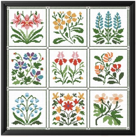 FREEBLOSS 11CT Cross Stitch Kit Stamped Cross Stitch Craft Kit with Stitching Guide for Beginners Floral Folk Pattern Embroidery Set Crossstitch Wall Hanging Set 17x17inch by FreeandCreativeCraftsArt