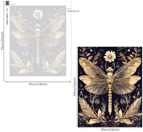 Lxmsja Dragonfly Paint by Numbers Kit for Adults, Vintage Leaves Acrylic Paint by Numbers for Adults Beginner, DIY Craft Supplies Oil Painting Kits for Home Wall Decor 16x20 inch (No Frame) - Image 6