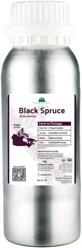 Nature Packaged Black Spruce Essential Oil from Canada - Pure Essential Oils for Diffuser, Humidifier, or Aromatherapy- Fresh & Forest-Like | Pure Therapeutic Grade (2LBS)