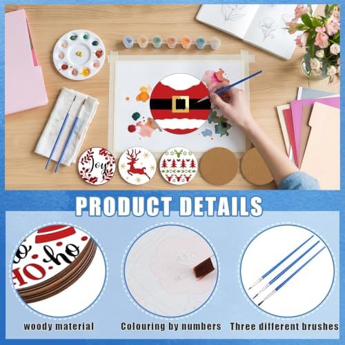 8 Pack Christmas Paint by Numbers Kits Coasters with Holder Cork Pads - Image 5