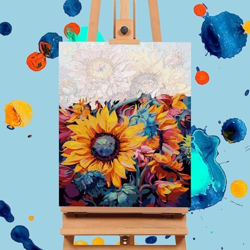 Paint by Numbers Kit for Adults, Sunflower DIY Acrylic Canvas Painting Set - Image 4
