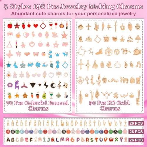 Modacraft 475 Pcs Gold Charms Lip Gloss Keychain Making Kit with Tool - Image 2