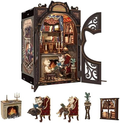 Book Nook Kit Cat Miniature House Kit - Count Cat's Study by FsolisDIYDollhouse