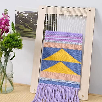 Wool Queen Rectangle Weaving Loom Kit - 2 Sets with Weaving Needles and Tools, Perfect for Beginners and Weaving Enthusiasts, 11''x16.5'' and 7.8''x11.7'' Large Sizes - Image 6