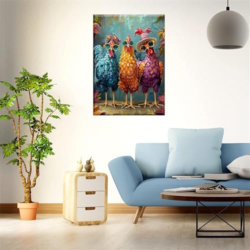 Hestarcul Framed Paint by Numbers Kit for Adults,Painting by Numbers Kits with Framed on Canva for Beginner,DIY Watercolor Oil Painting Frame for Birthday Gift Decor for Home Wall. (chicken1) - Image 7
