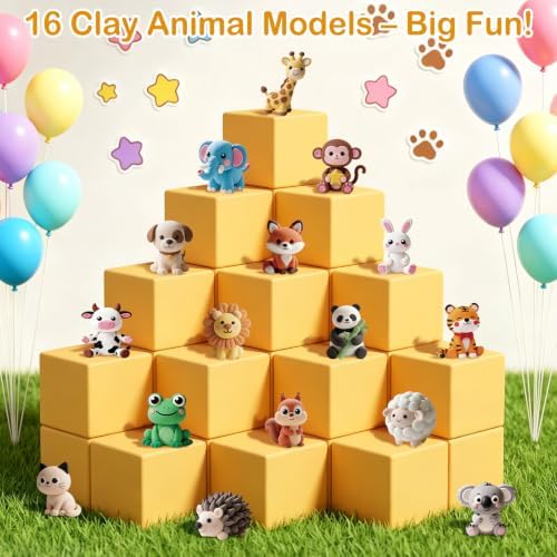 Air Dry Clay Kit, 16 Animals Modeling Magic Clay Air Dry Clay for Kids, Soft & Non-Sticky Molding Clay Kits with Tools Instruction for Home Art Party Favors Gifts - Image 6