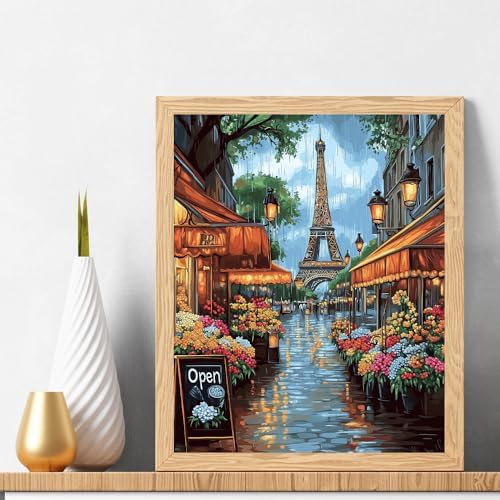 Natuyalo Paint by Numbers for Adults Beginner, Eiffel Tower Acrylic Painting by Number Kits Paris Cityscape DIY Art Craft Kits Suitable for Home Wall Decoration Frameless (16x20 Inch) - Image 2