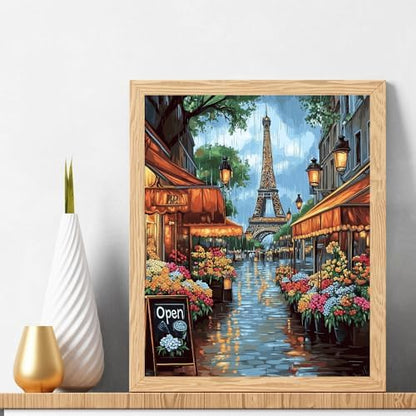 Natuyalo Paint by Numbers for Adults Beginner, Eiffel Tower Acrylic Painting by Number Kits Paris Cityscape DIY Art Craft Kits Suitable for Home Wall Decoration Frameless (16x20 Inch) - Image 2