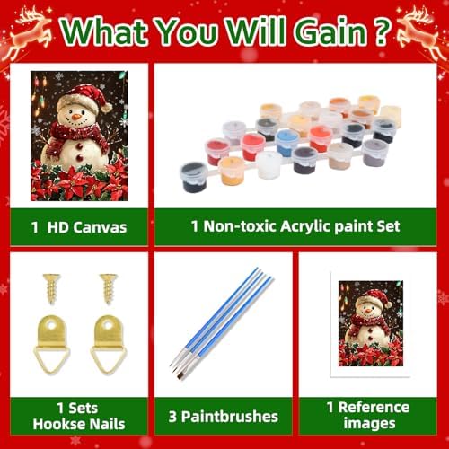 Reivworl Snowman Paint by Numbers Kit for Adults Beginner 16×20 inch - Image 6