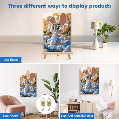MOGTAA Easter Bunny Paint by Numbers Kit for Adults Beginners with Frame, Easter Eggs Adult Paint by Number Kits on Canvas with Easel, Easy DIY Oil Painting Kits for Home Decor, 8x12in - Image 3
