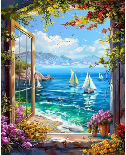 Arttoplus Beach Paint by Numbers Kit for Adults Beginner 16x20 inch by Arttoplus