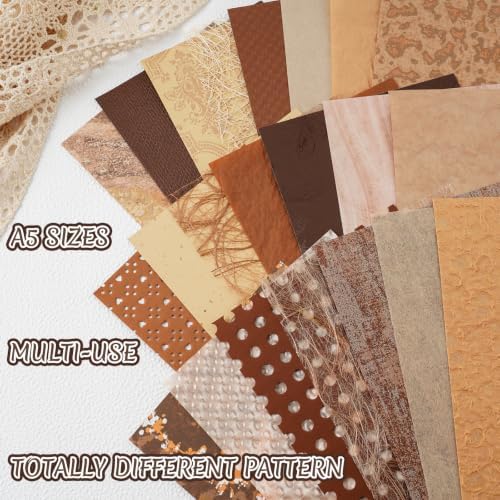 50 Sheets Brown Textured Scrapbook Paper Assorted Set - Image 3