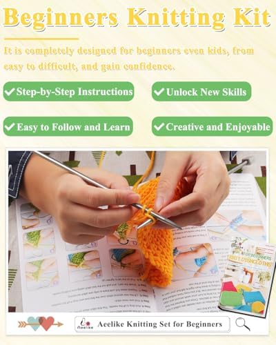Aeelike Knitting Kit for Beginner Adult, Easy Dishcloth Knit Set, Color A - Image 3