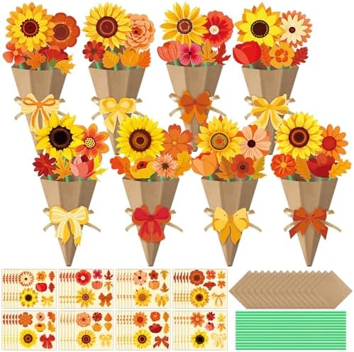 Motipuns 48 Set Thanksgiving Crafts Kit Flower Bouquet Craft DIY Paper by Motipuns