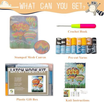 Fantasy Hot Air Balloons Latch Hook Kits for Adults Beginners, 20“ X 15" - Image 2
