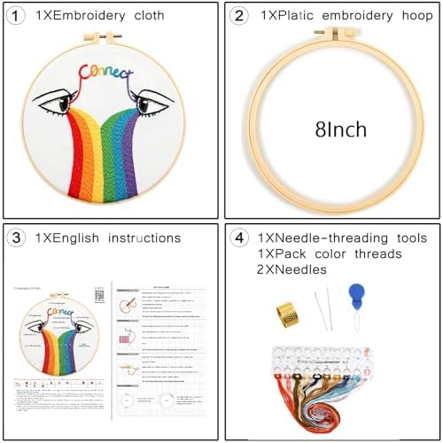 Crafmanoe Hand Embroidery Kits for Beginners Adults, LGBT Embroidery Starter Kit, Stamped Cross Stitch Kits for Beginners Adult Craft Kits for Women, Entire Set of Embroidery Supplies & Video Tutorial - Image 6