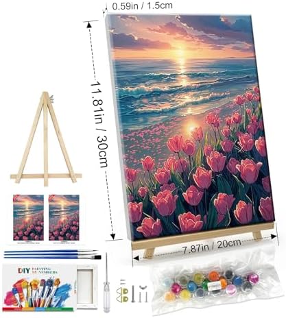 ATDMS Paint by Numbers Kit for Adults with Easel DIY Tulips Adult Paint by Number Kits on Canvas Framed Oil Painting Kits for Wall Hanging Home Room Decor 7.87x11.81 Inch - Image 6