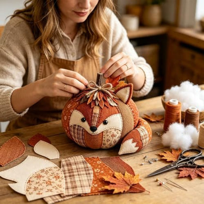 DIY Animal Pumpkin Sewing Kit - Autumn Fabric Animal Pumpkin Craft Set for Adults Beginners - Thanksgiving Handmade Fall Patchwork Craft Kit for Holiday Decor - Image 4