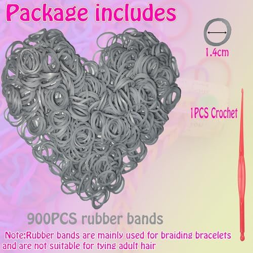 Loom Rubber Band Refill, Silver 900 Pcs. - Image 2
