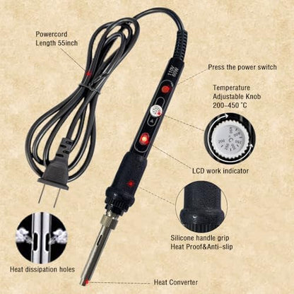 Wood Burning Kit,Wood Burning Tool with Adjustable Temperature 200~450°C, Professional Wood Burning Pen for Embossing Carving DIY Adults Crafts Beginners - Image 2