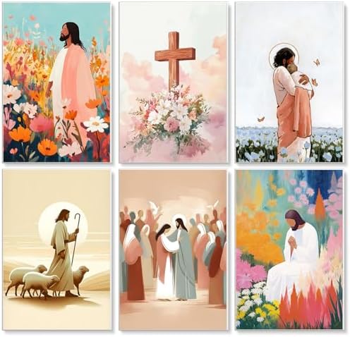 Yezavesu 6 Pack Jesus Paint by Numbers Kit for Adults Beginner 8x12 Inch by Yezavesu