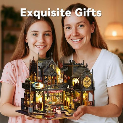 Flever Dollhouse Miniature DIY House Kit Creative Room with Furniture for Romantic Artwork Gift (Holo Magic City) - Image 4