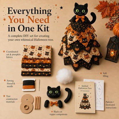 DIY Halloween Quilted Fabric Tree Kit, Pumpkin Harvest Tree Art Kit - Image 7