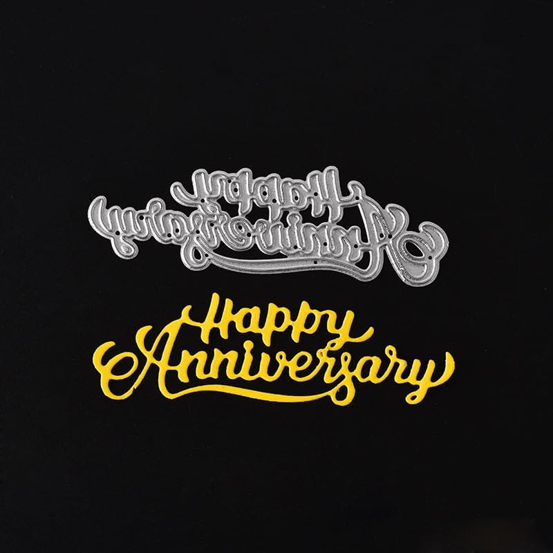 Letter Thank You Mr&Mrs Best Wishes Happy Anniversary Heart Metal Cutting Dies Stencil DIY Scrapbooking Embossing Tool DIY Paper Cards Album Decoration (Happy Anniversary) - Image 2