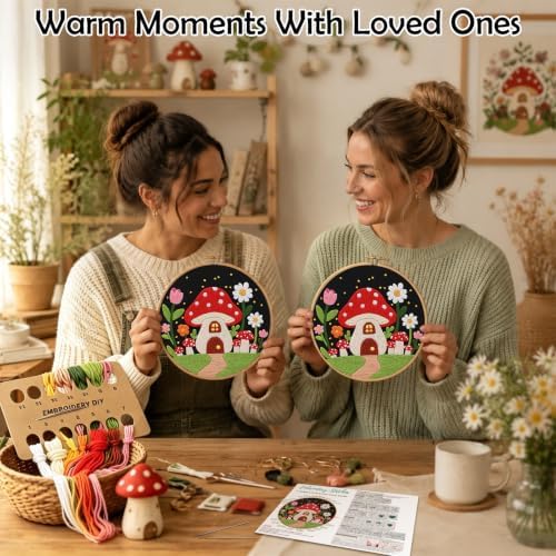 Louise Maelys Embroidery Kit for Beginners, Mushroom House Pattern - Image 5