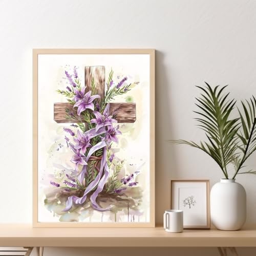 Kalonyth Cross Framed Paint by Numbers Kit for Adults Beginner 8x12 inch - Image 2