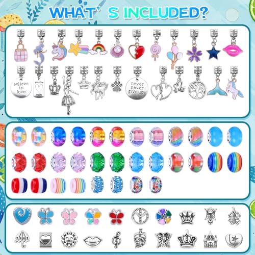 VICTLOV Charm Bracelet Making Kit, DIY Craft for Girls, Unicorn/Mermaid Crafts Gifts Set for Arts and Crafts for Girls Teens Ages 5-12 - Image 2