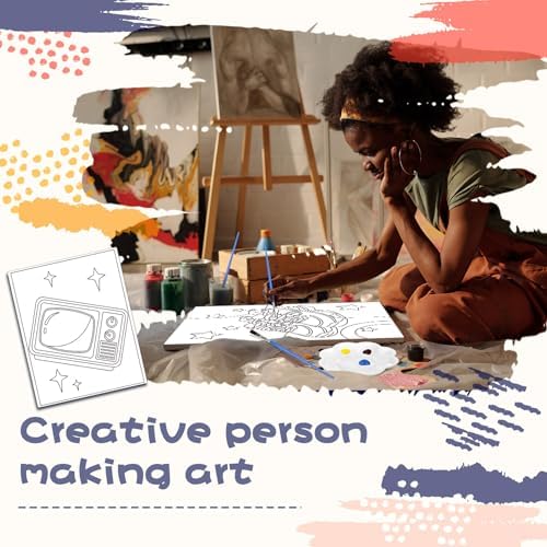 Sherr 108 Pcs Retro Time Sip and Paint Kit, Pre Drawn Canvas for Adults - Image 4