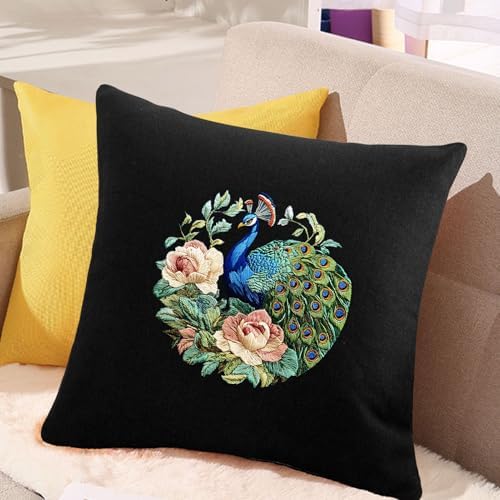 FONNUY Peacock Floral Embroidery Kit, Cross Stitch Kits, Handmade Crafts with Printed Patterns for Beginner Adults, Easy to Follow Color Thread Needlework, 8'' Hoop (Graceful Dancer) - Image 3