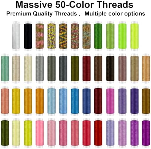 HYHJMISTY Sewing Kit for Adults, 50 Color Sewing Thread Kit, 295PCS Sewing Accessories with Ergonomic Scissors, Portable Professional Mending Essentials for Travel, Home, Beginners - Image 3