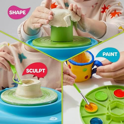 Discovery™ Pottery Studio Motorized Clay Art Station – Complete Set with Pottery Wheel, 3 Molds, Tools, Paints, & Air-Dry Clay for Kids| Arts and Crafts Toy for Boys Girls| Art Supplies Activity Kit - Image 3