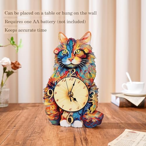 KAAYEE 3D Puzzles for Adults Maine Coon Clock Cat Wooden Puzzle DIY Craft - Image 5