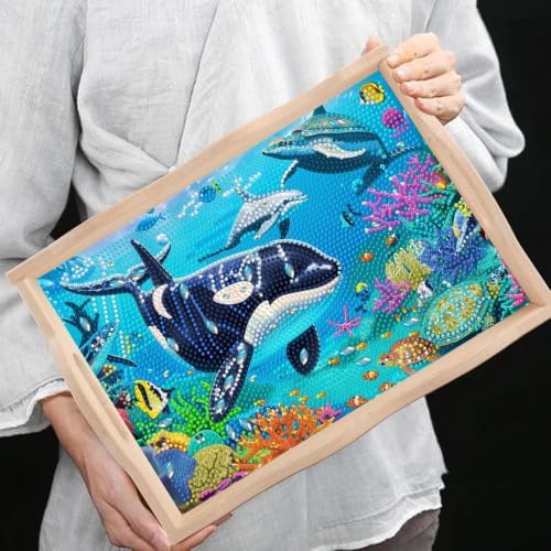DOTSOPS Marine Organisms Diamond Art Serving Tray with Handle for Adults - Image 6